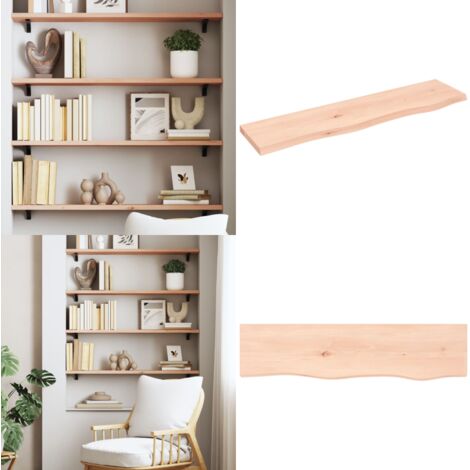 Ripiano a Parete 80x20x2 cm Legno Massello Rovere Non Trattato - Legno massello - Roveto