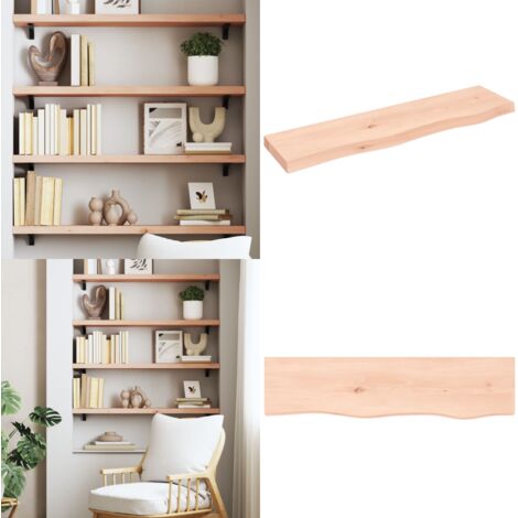 Ripiano a Parete 80x20x4 cm Legno Massello Rovere Non Trattato - Ripiano in legno - Rovere