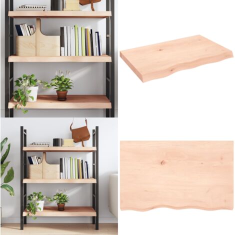 Ripiano a Parete 80x50x(2-6) cm Massello Rovere Non Trattato - Ripiano in rovere - Ripiano in legno