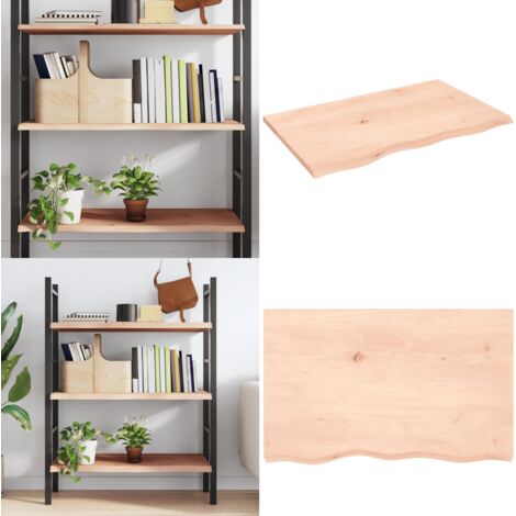 Ripiano a Parete 80x50x2 cm Legno Massello Rovere Non Trattato - Ripiano in legno - Rovere