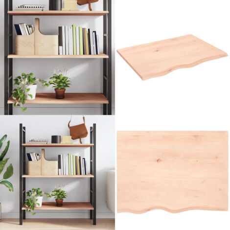 Ripiano a Parete 80x60x2 cm Legno Massello Rovere Non Trattato - Ripiano in legno - Rovere