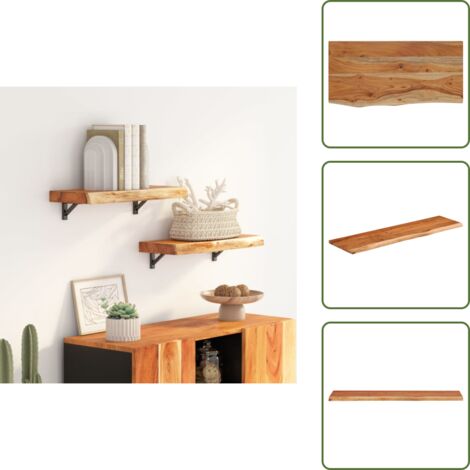 Ripiano a parete - vidaXL Mensola a Muro 40x20x2,5 Rettangolare Legno Acacia Bordi Vivi - Ripiano in legno