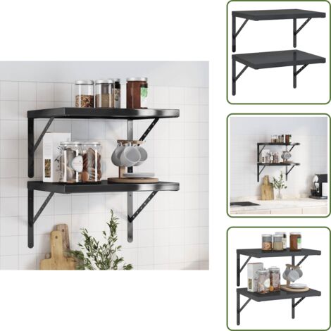 Ripiano a parete - vidaXL Mensole a Muro 2 pz 50x40 cm Nero in Acciaio Inossidabile - Armadietto a muro