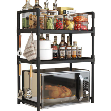 RIPIANO DA CUCINA per microonde MOBILE PORTAOGGETTI NERO 3 ripiani RIPIANO 48 cm
