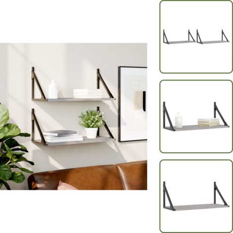 Ripiano da parete - vidaXL Mensole Parete 2pz Grigio Sonoma 60x25x25,5cm Legno Multistrato - Armadietto in legno