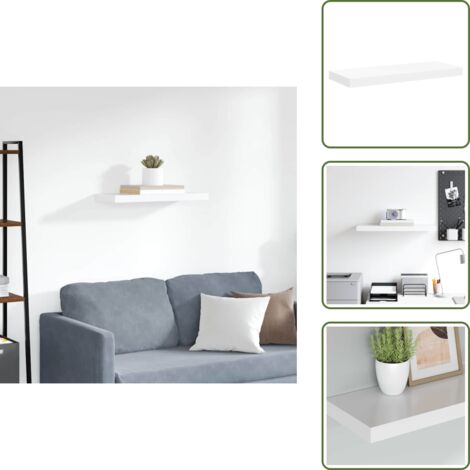 Ripiano espositivo - vidaXL Scaffale a Parete Bianco 60x23,5x3,8 cm in MDF - Arredamento moderno