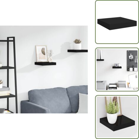 Ripiano espositivo - vidaXL Scaffale a Parete Nero 23x23,5x3,8 cm in MDF - Arredamento moderno
