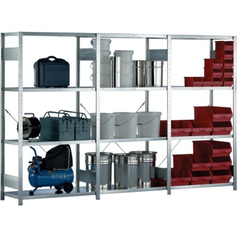 Ripiano in acciaio B1000xT400mm, portata 150kg, colore blu metallizzato, verniciato, per scaffale a incastro, 2 pezzi/vaso