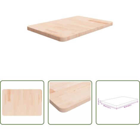 Ripiano in legno massello -  Piano Bagno 60x40x2,5 cm in Legno Massello Non Trattato