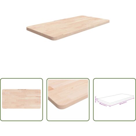 Ripiano in legno massello -  Piano Bagno 80x40x2,5 cm in Legno Massello Non Trattato