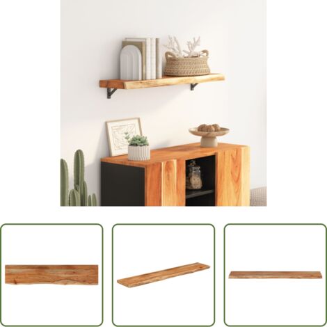 Ripiano in legno -  Mensola a Muro 90x20x3,8cm Rettangolare Legno Acacia Bordi Vivi