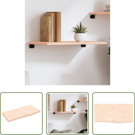 Ripiano in legno -  Ripiano a Parete 60x30x2 cm Legno Massello Rovere Non Trattato