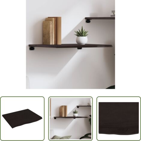 Ripiano in legno -  Ripiano Muro Marrone Scuro 60x50x2 cm Massello Rovere Trattato