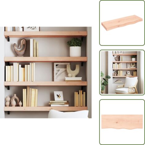 Ripiano in rovere non trattato - vidaXL Ripiano a Parete 80x30x(2-6) cm Massello Rovere Non Trattato - Ripiano in rovere naturale