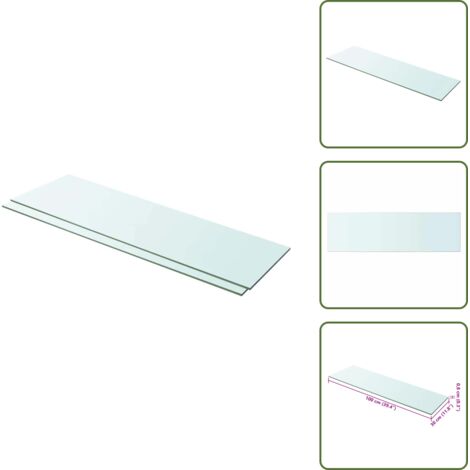 Ripiano in vetro - vidaXL Mensole in Vetro Trasparente 2 pz 100x30 cm -