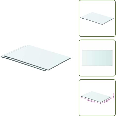 Ripiano in vetro - vidaXL Mensole in Vetro Trasparente 2 pz 40x20 cm -