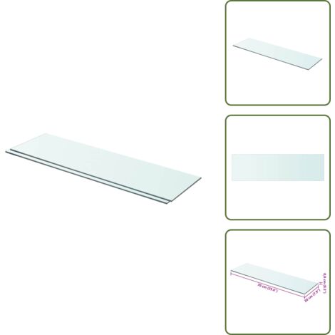 Ripiano in vetro - vidaXL Mensole in Vetro Trasparente 2 pz 70x20 cm -