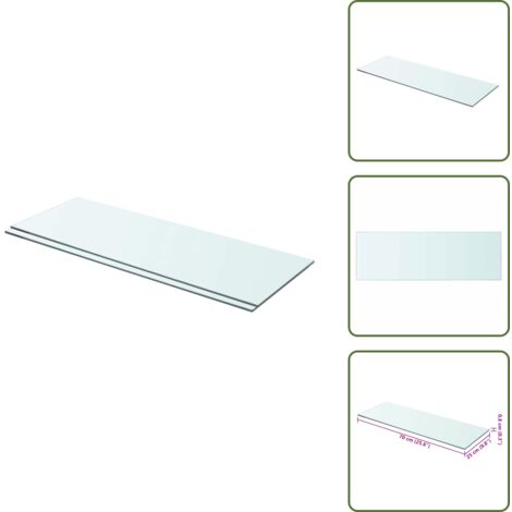 Ripiano in vetro - vidaXL Mensole in Vetro Trasparente 2 pz 70x25 cm - Espositore muro