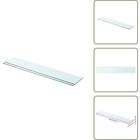 Ripiano in vetro - vidaXL Mensole in Vetro Trasparente 2 pz 90x15 cm -