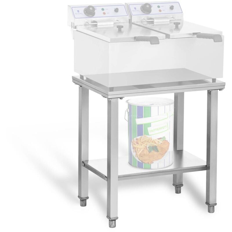 Royal Catering - Ripiano Inox Per Friggitrice Doppia 62 x 42 Cm Acciaio Inossidabile 2 Ripiani