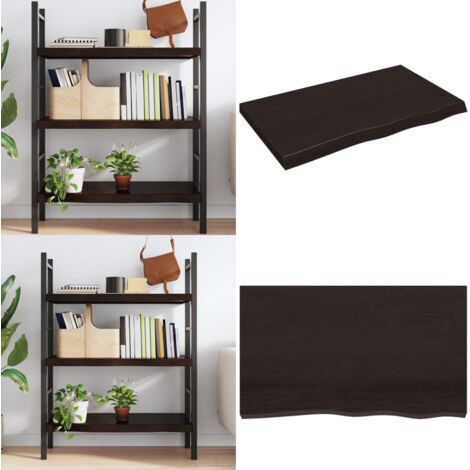 Ripiano Marrone Scuro 100x60x(2-6) cm Massello Rovere Trattato - Ripiano in rovere - Ripiano marrone scuro