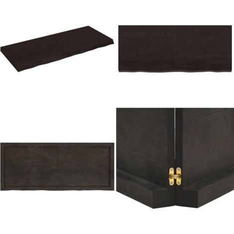 Ripiano Marrone Scuro 120x50x(2-6) cm Massello Rovere Trattato - Ripiano in rovere - Ripiano marrone scuro