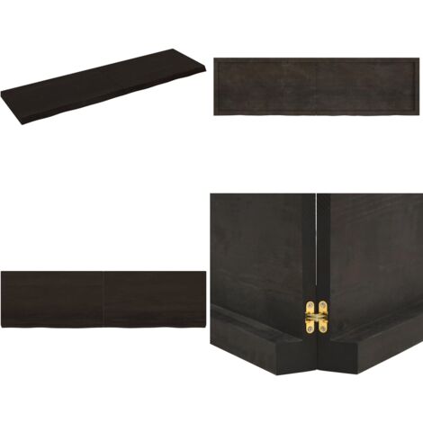 Ripiano Marrone Scuro 180x50x(2-6) cm Massello Rovere Trattato - Ripiano in rovere - Ripiano marrone scuro