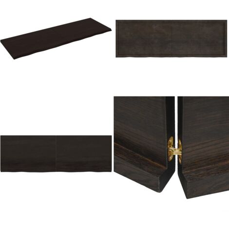 Ripiano Marrone Scuro 180x60x(2-4) cm Massello Rovere Trattato - Ripiano in rovere - Ripiano marrone scuro