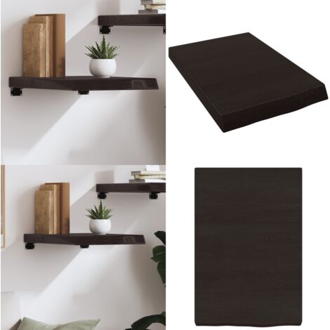 Ripiano Marrone Scuro 40x60x(2-6) cm Massello Rovere Trattato - Ripiano in rovere - Ripiano marrone scuro