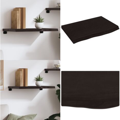 Ripiano Marrone Scuro 60x40x(2-4) cm Massello Rovere Trattato - Ripiano in rovere - Ripiano marrone scuro