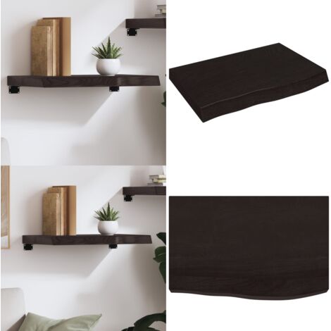 Ripiano Marrone Scuro 60x40x(2-6) cm Massello Rovere Trattato - Ripiano in rovere - Ripiano in legno