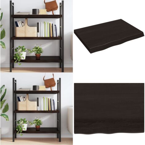 Ripiano Marrone Scuro 80x30x(2-6) cm Massello Rovere Trattato - Ripiano in rovere - Ripiano marrone scuro