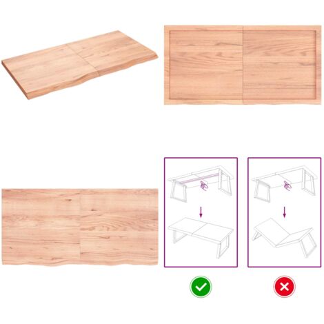 Ripiano Muro Marrone 120x60x(2-4) cm Massello Rovere Trattato - Ripiano in rovere - Ripiano muro