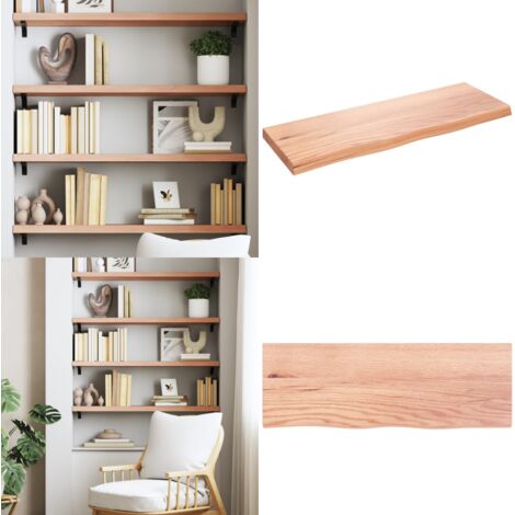 Ripiano Muro Marrone 80x30x(2-4) cm Massello Rovere Trattato - Scaffale in rovere - Ripiano in legno