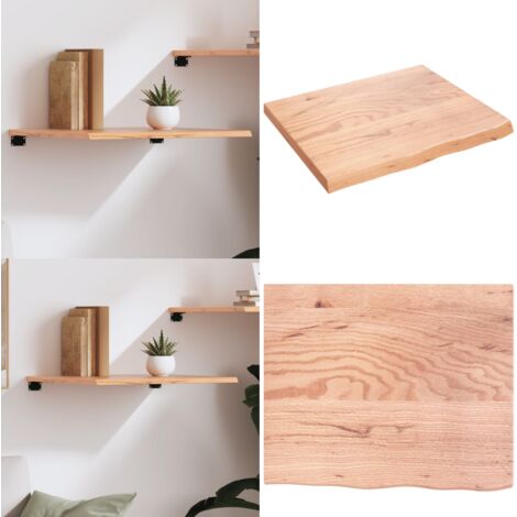 Ripiano Muro Marrone Chiaro 60x50x2 cm Massello Rovere Trattato - Scaffale in rovere - Ripiano in legno