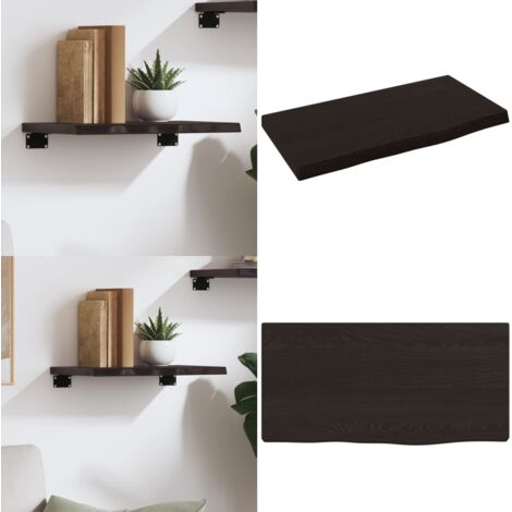 Ripiano Muro Marrone Scuro 40x20x2 cm Massello Rovere Trattato - Ripiano in rovere - Ripiano muro