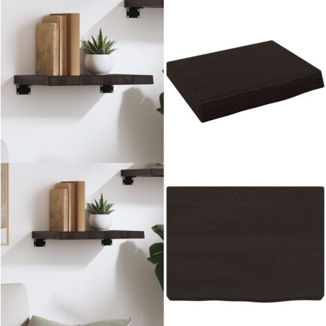 Ripiano Muro Marrone Scuro 40x30x(2-4) cm Massello Rovere Trattato - Ripiano in rovere - Ripiano muro