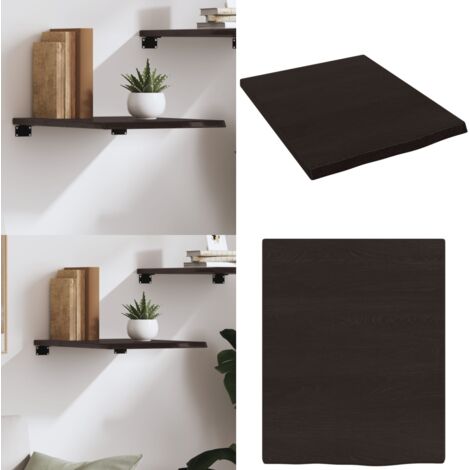 Ripiano Muro Marrone Scuro 40x50x2 cm Massello Rovere Trattato - Ripiano in rovere - Ripiano muro