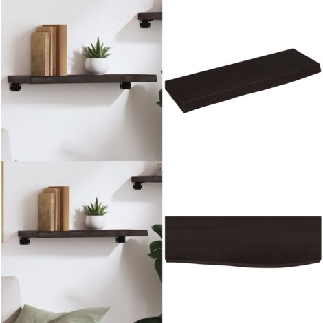 Ripiano Muro Marrone Scuro 60x20x4 cm Massello Rovere Trattato - Ripiano in legno - Legno Rovere