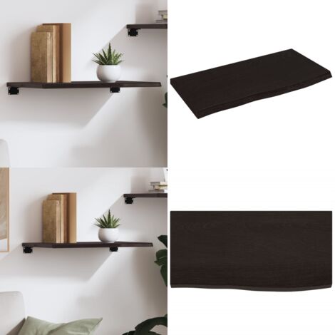Ripiano Muro Marrone Scuro 60x30x2 cm Massello Rovere Trattato - Ripiano in legno - Ripiano in rovere