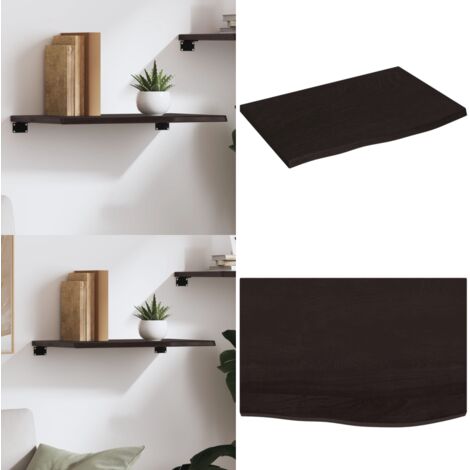 Ripiano Muro Marrone Scuro 60x40x2 cm Massello Rovere Trattato - Ripiano in rovere - Ripiano muro