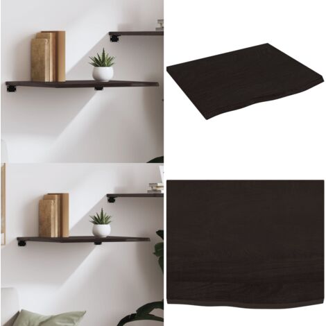 Ripiano Muro Marrone Scuro 60x50x2 cm Massello Rovere Trattato - Ripiano in legno - Legno Rovere