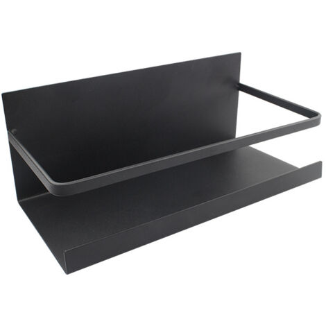 Ripiano per frigorifero, 2 ripiani laterali magnetici per frigorifero, porta spezie, organizer, salvaspazio in cucina (nero)