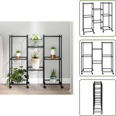Ripiano per piante - vidaXL Portafiori con Ruote 83x25x83,5 cm Ferro Nero - Espositore per oggetti