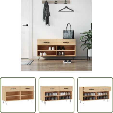 Ripiano per scarpe -  Panca Porta Scarpe Rovere Sonoma 102x35x55 cm Legno Multistrato