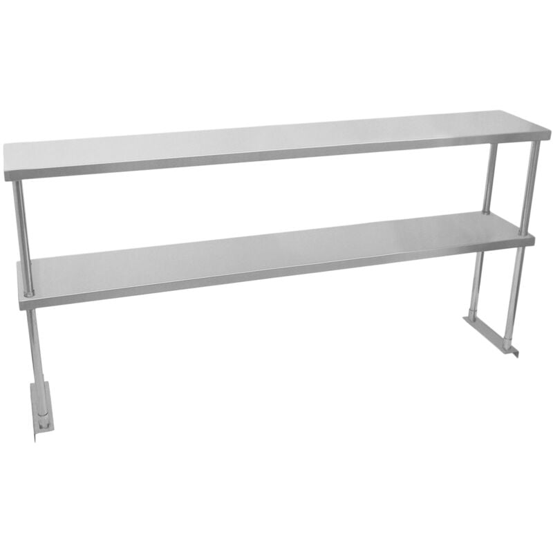 Double Tier Shelving for 5ft Catering Prep Table Commercial - Silver