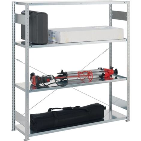 Ripiano vano grande H2000xL1700xP400mm ripiano base zincato argento 4 ripiani in acciaio