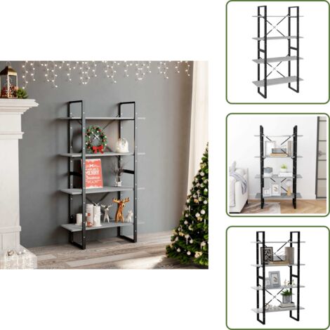 Ripiano - vidaXL Libreria 4 Ripiani Grigio Cemento 80x30x140cm Legno Multistrato - Mobili per casa