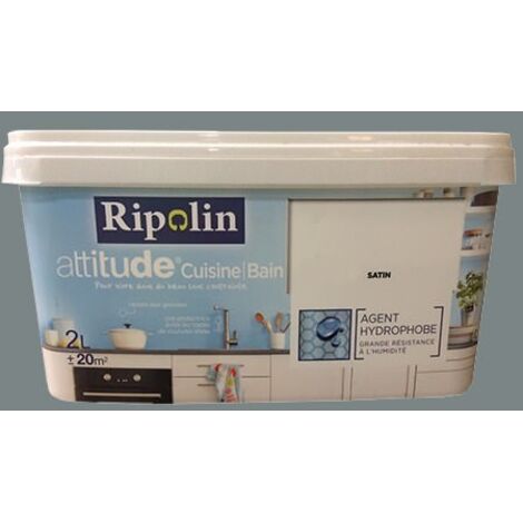 RIPOLIN Peinture acrylique Attitude Cuisine & Bain Gris zinc 2 L