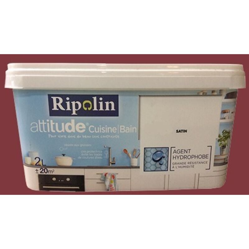 Peinture acrylique Attitude Cuisine & Bain Rouge chinois 2 l - Ripolin